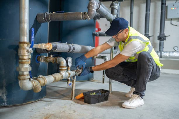 Man doing plumbing works